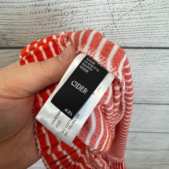 Cider Plus Size Red & White Striped 2 Piece Terry Short Set Size 4XL - Picture 11 of 12